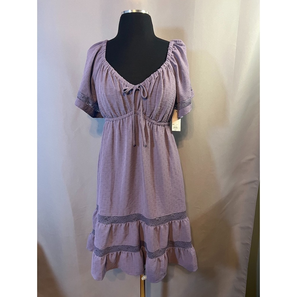 SO Goods for Life Purple Flowing Dress w/ Lace Accents  Size S New with Tags